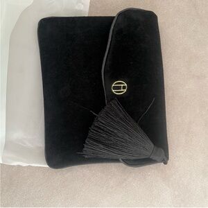 Heaven Mayhem Velvet Clutch w/Tassel and Gold Logo